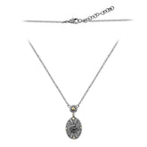 Sterling Silver 18" Handcrafted Pendant Necklace with 18K Gold and Diamond